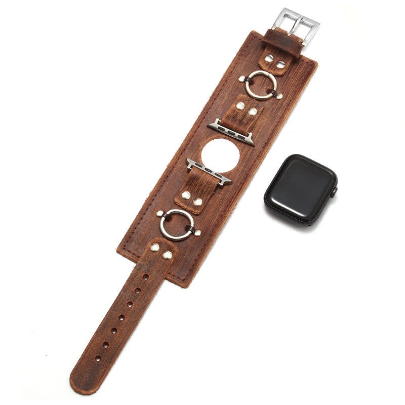 Ring Decor Genuine Leather Smart Watch Band