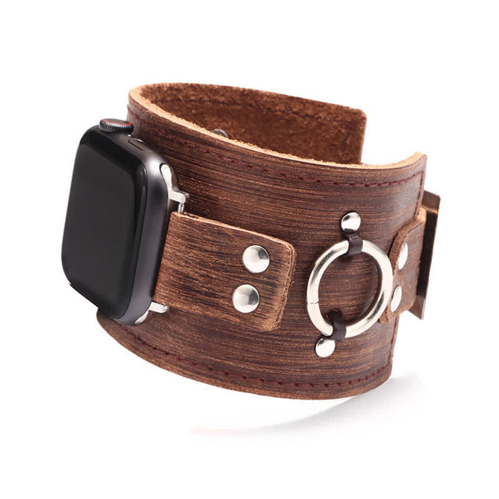 Ring Decor Genuine Leather Smart Watch Band