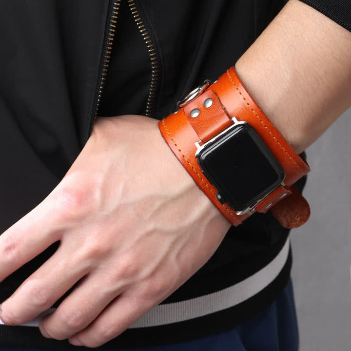 Ring Decor Genuine Leather Smart Watch Band