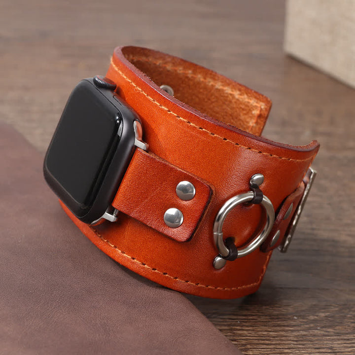 Ring Decor Genuine Leather Smart Watch Band