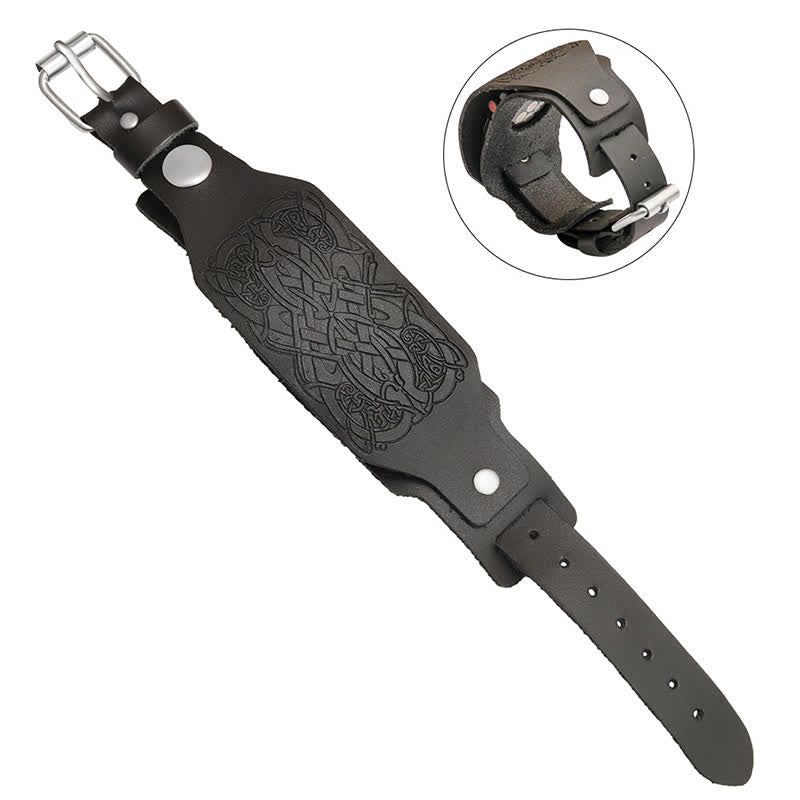 Relief Celtic Knot Pattern Leather Watch Band