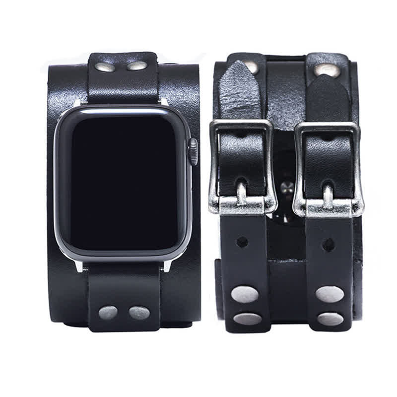 Stylish Double Strap Genuine Leather Watch Band