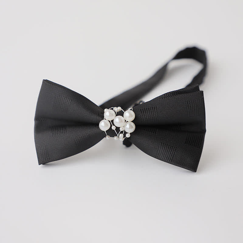 Men's Temperament Pearl Black Wedding Bow Tie