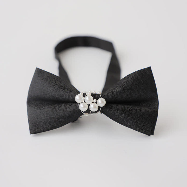 Men's Temperament Pearl Black Wedding Bow Tie