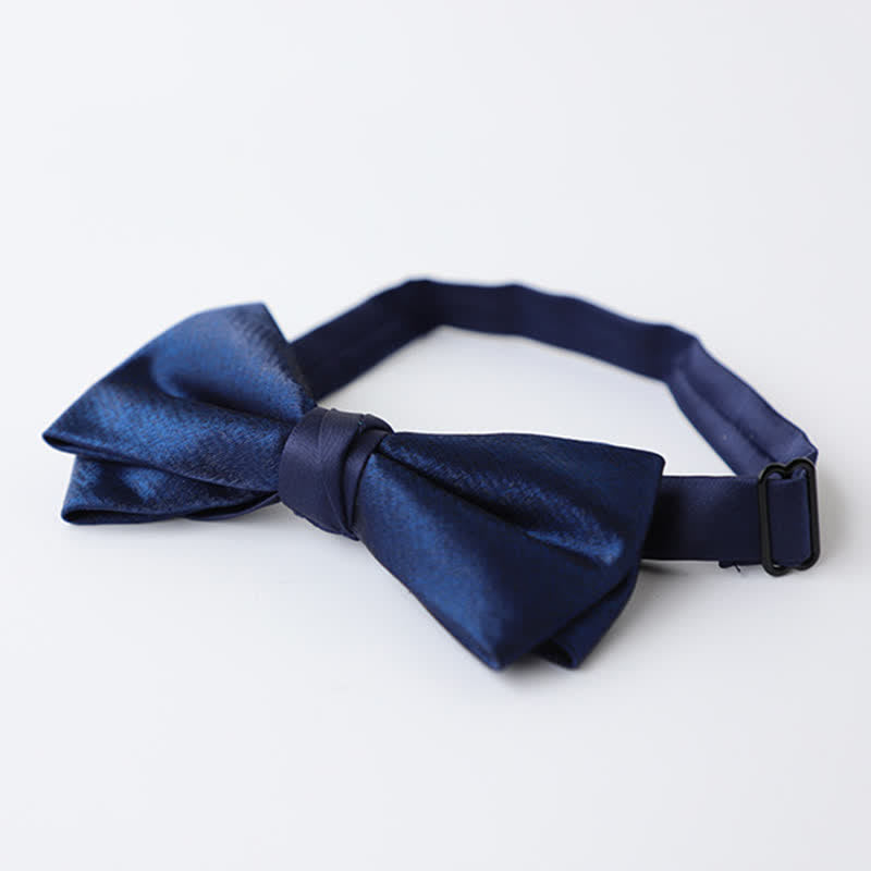 Men's Navy Blue Plain Color Bow Tie