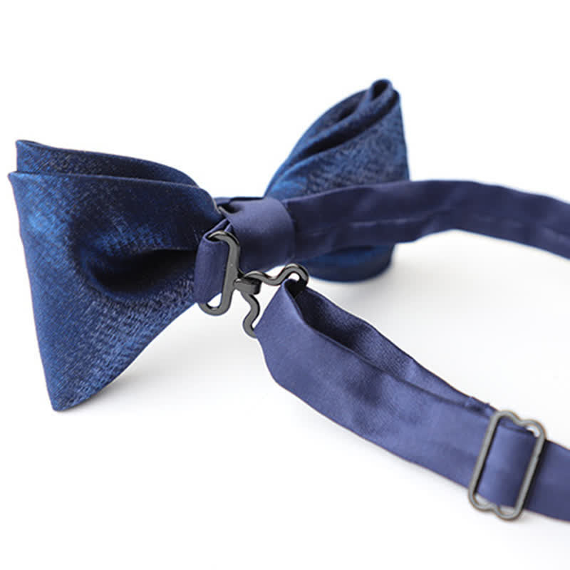 Men's Navy Blue Plain Color Bow Tie