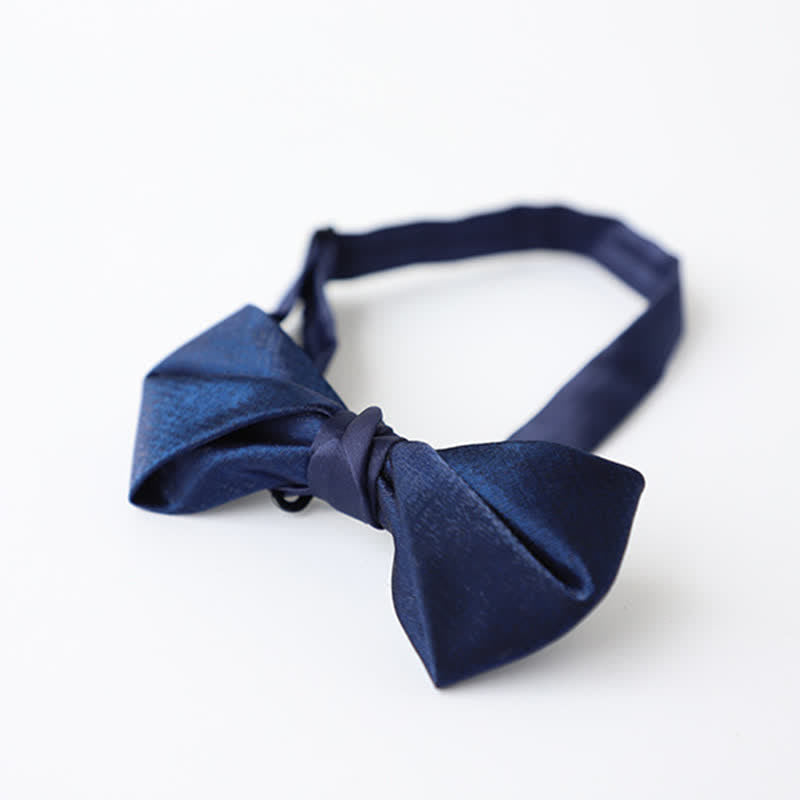 Men's Navy Blue Plain Color Bow Tie