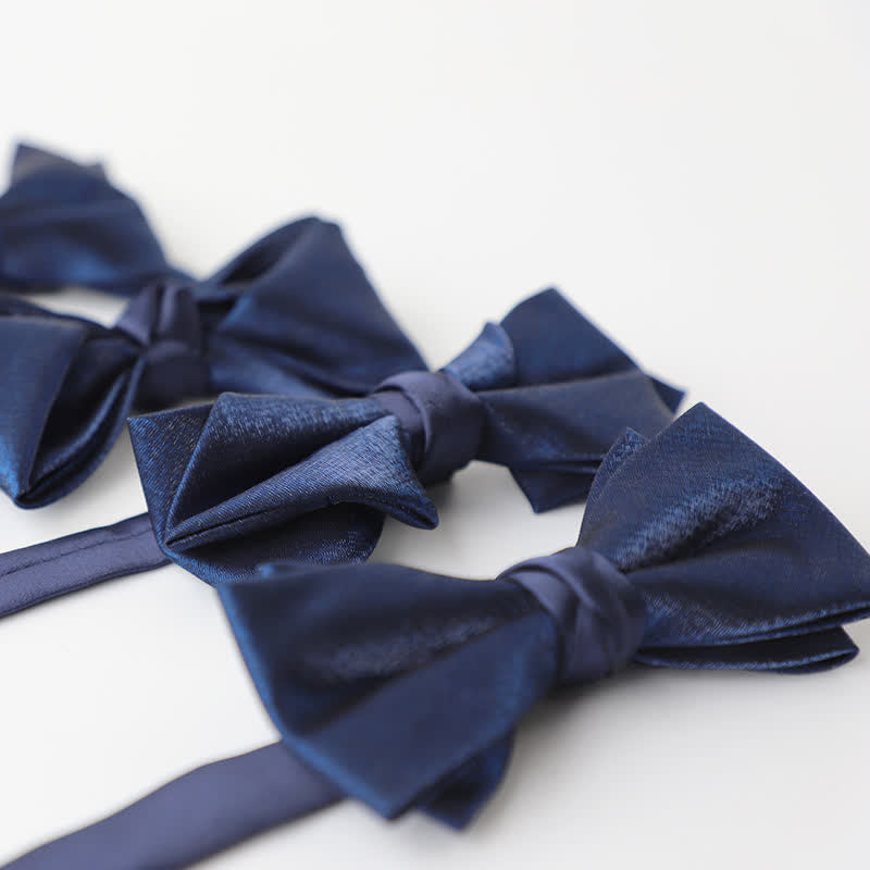 Men's Navy Blue Plain Color Bow Tie