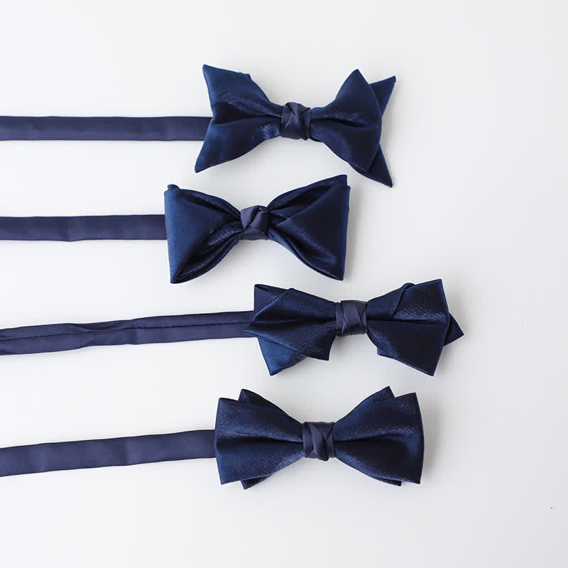 Men's Navy Blue Plain Color Bow Tie