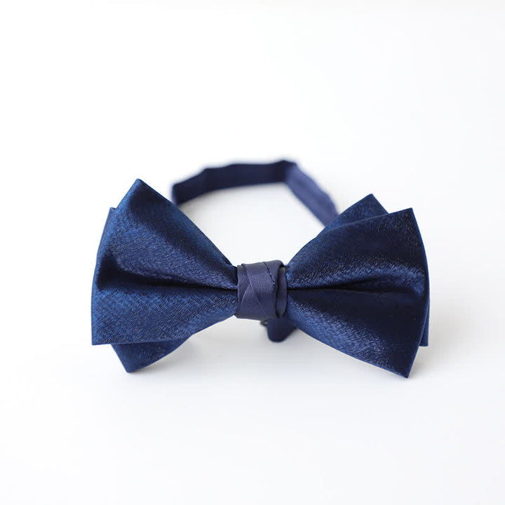 Men's Navy Blue Plain Color Bow Tie