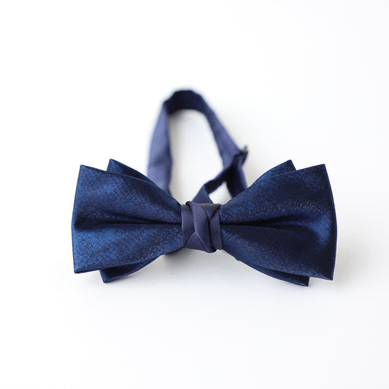 Men's Navy Blue Plain Color Bow Tie