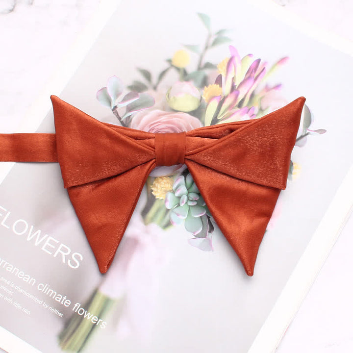 Men's Glossing Folded Design Oversized Pointed Bow Tie