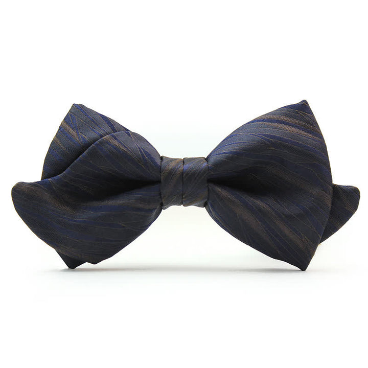 Men's Subtle Striped Jacquard Dark Blue Bow Tie