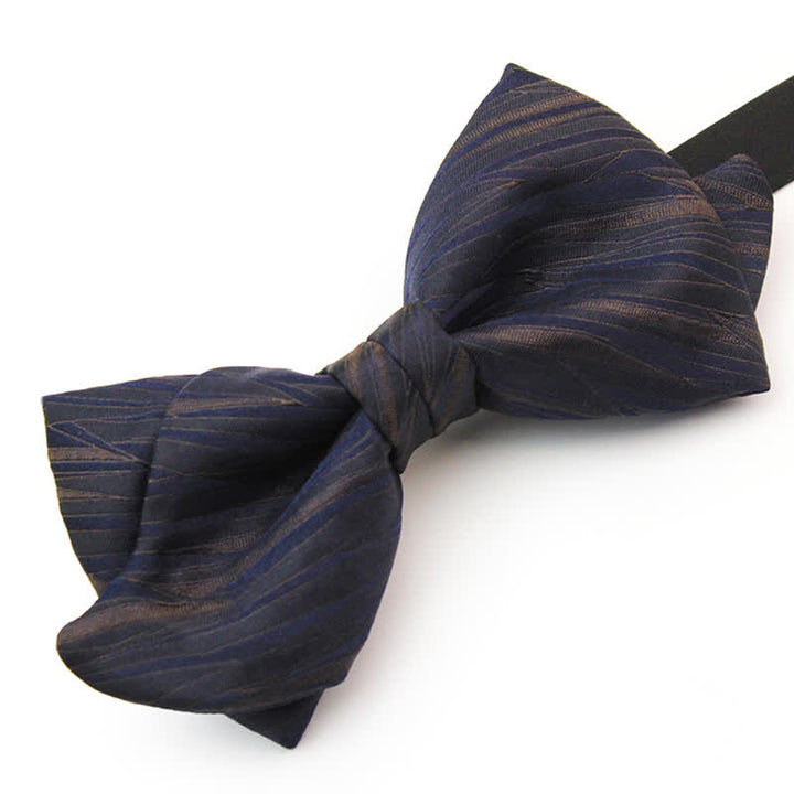 Men's Subtle Striped Jacquard Dark Blue Bow Tie