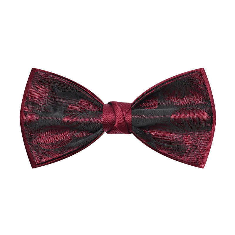 Men's Burgundy Floral Pattern Wedding Bow Tie