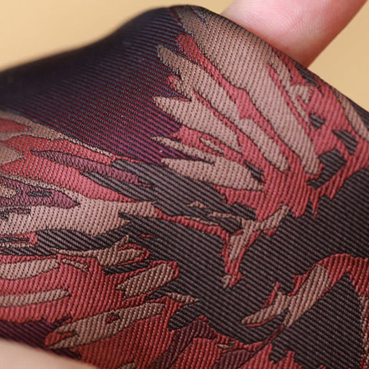 Men's Flying Phoenix Pattern Burgundy Necktie