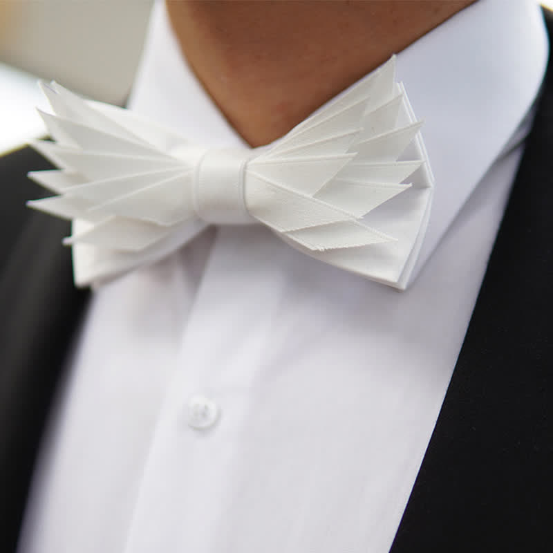 Men's Clean Pure Wihte Wings Shape Bow Tie