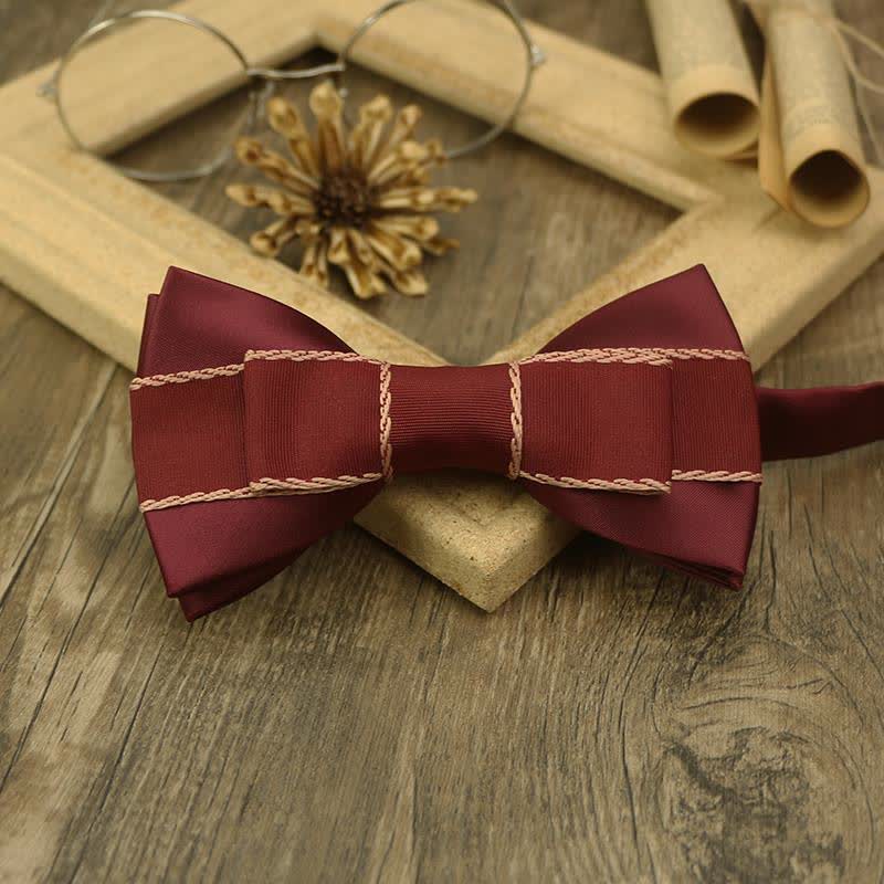 Men's Unique Ribbon Splicing Double Layer Bow Tie