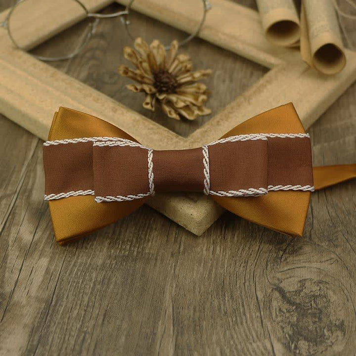 Men's Unique Ribbon Splicing Double Layer Bow Tie