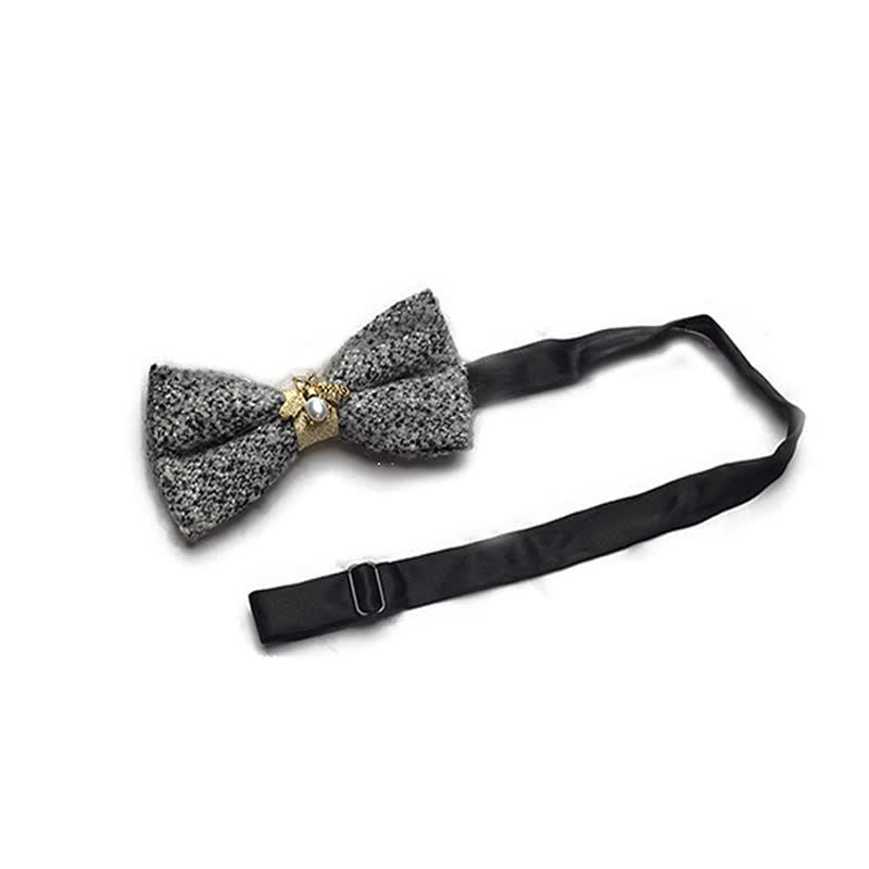 Men's Golden Bee Textured Wool Bow Tie