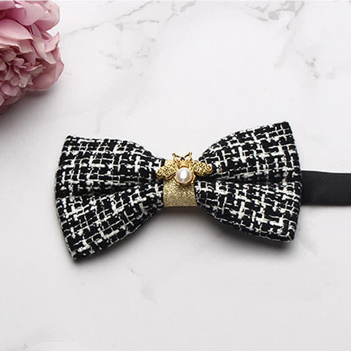 Men's Golden Bee Textured Wool Bow Tie