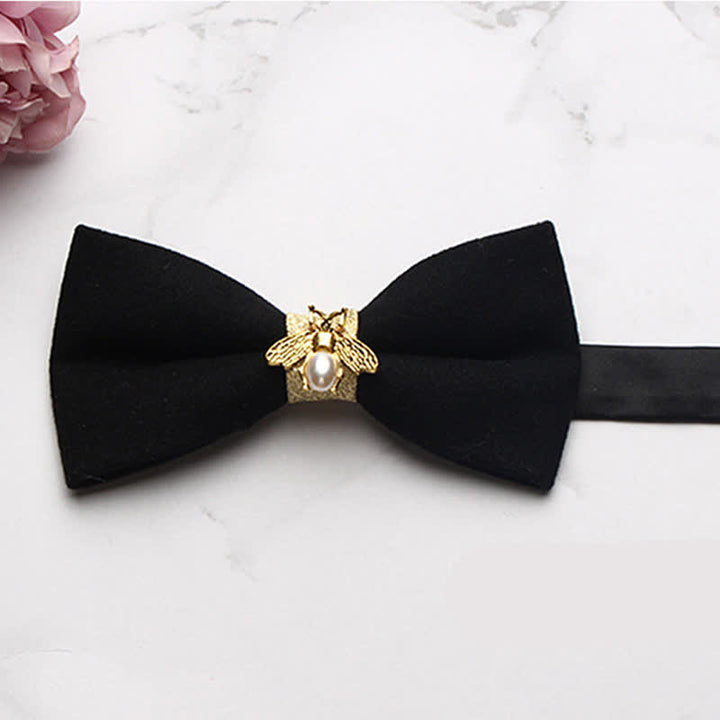 Men's Golden Bee Textured Wool Bow Tie