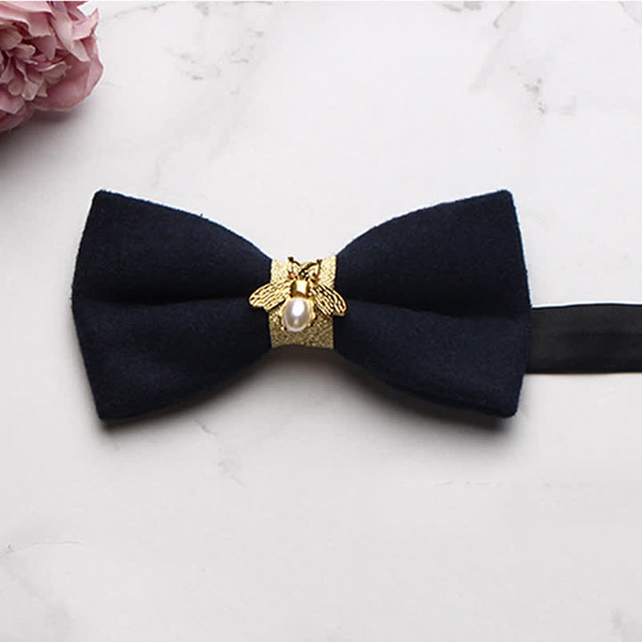 Men's Golden Bee Textured Wool Bow Tie