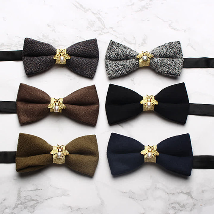 Men's Golden Bee Textured Wool Bow Tie