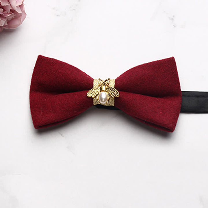 Men's Golden Bee Textured Wool Bow Tie