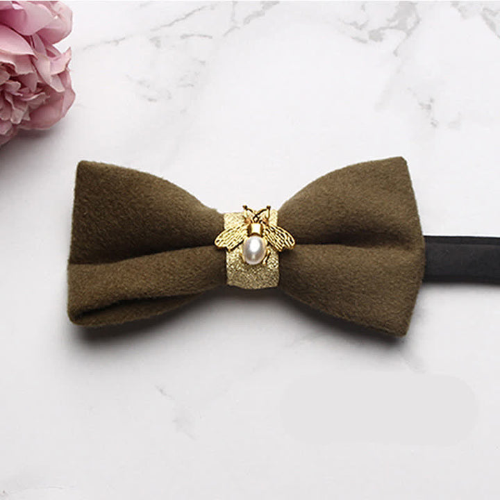 Men's Golden Bee Textured Wool Bow Tie