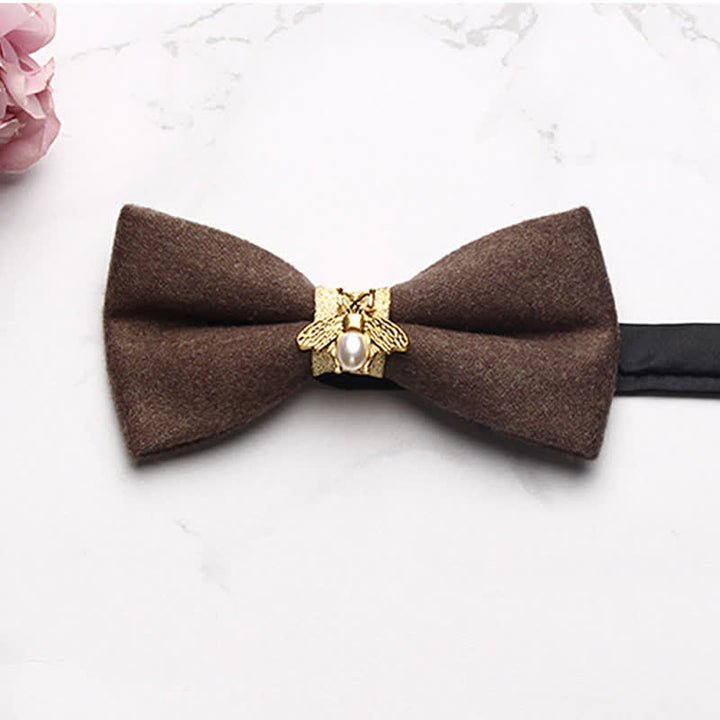 Men's Golden Bee Textured Wool Bow Tie