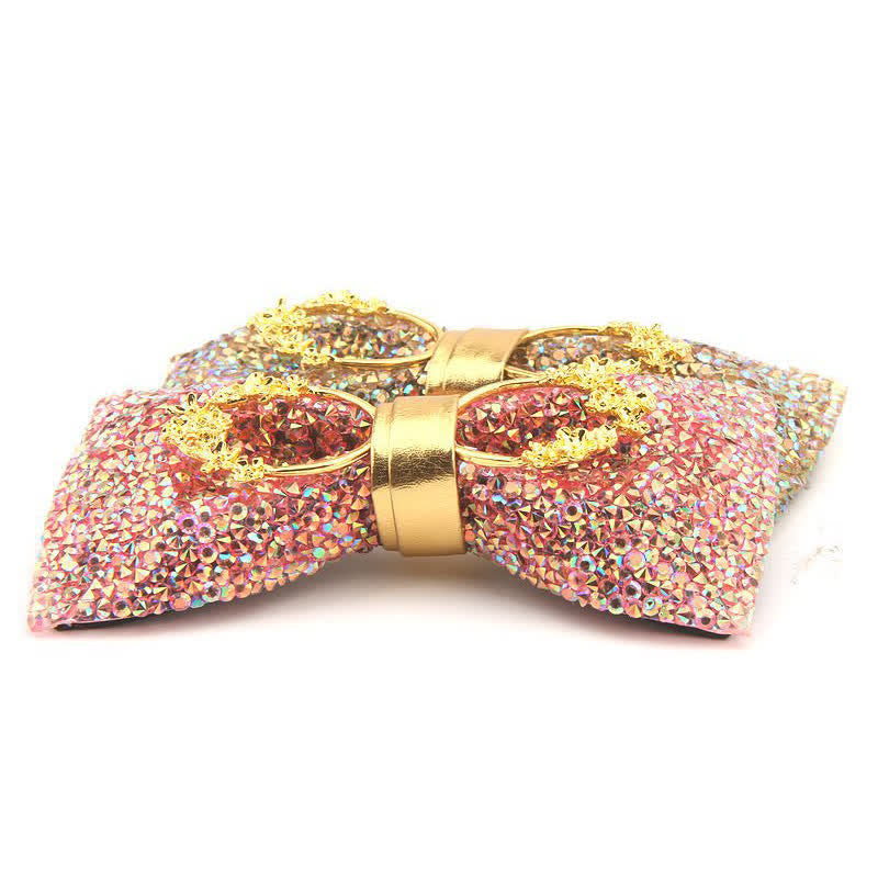 Men's Colorful Resin Rhinestone Golden Eyes Bow Tie