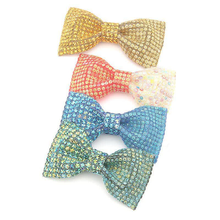 Men's Shiny Color Resin Rhinestone Block Bow Tie