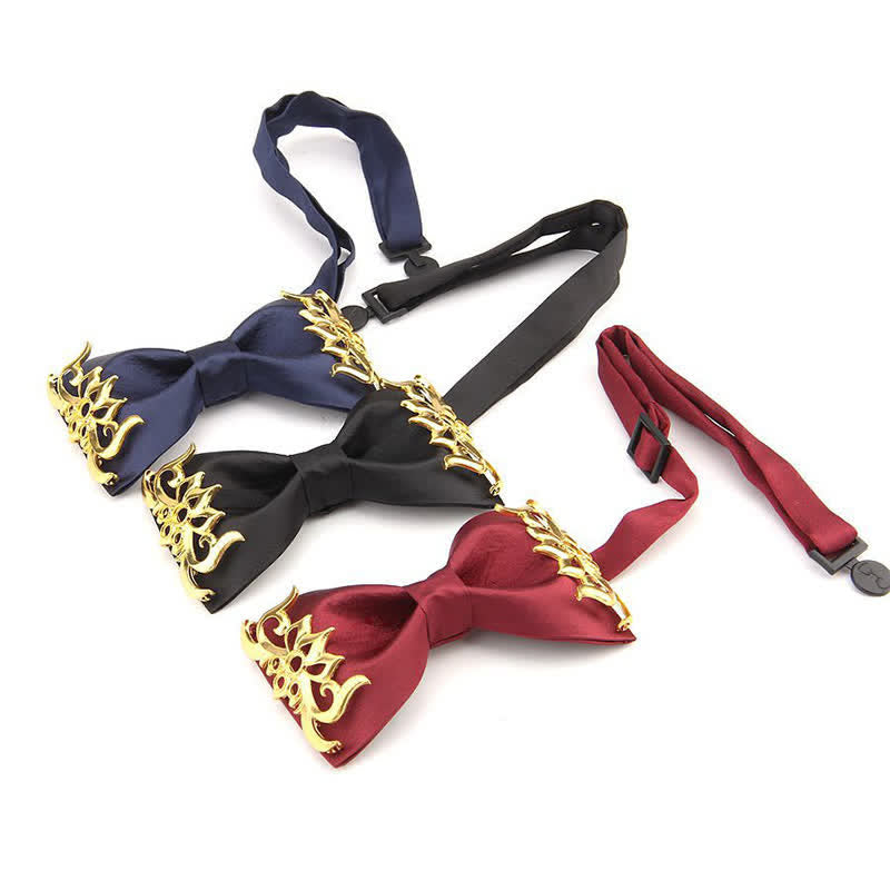 Men's Golden Flame Embellished Bow Tie