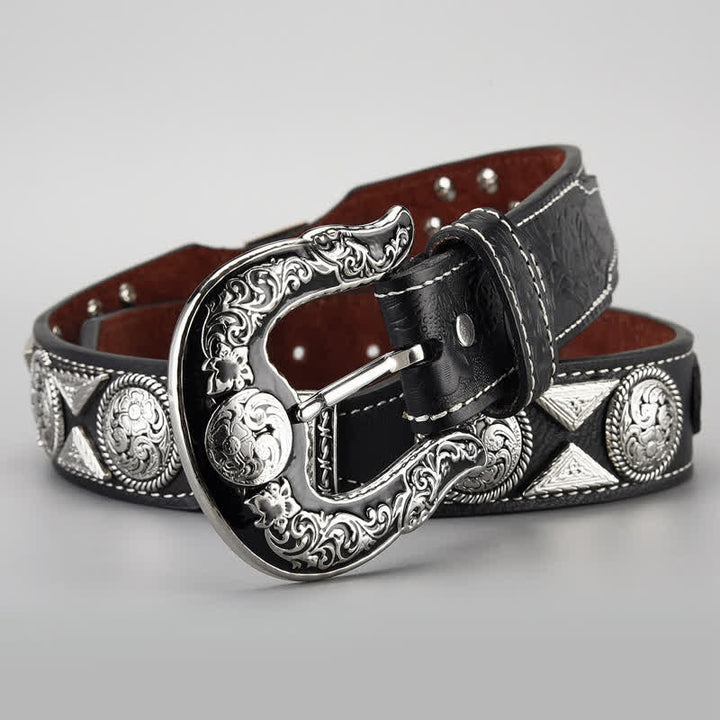 Men's Cowboy Western Carved Pattern Leather Belt