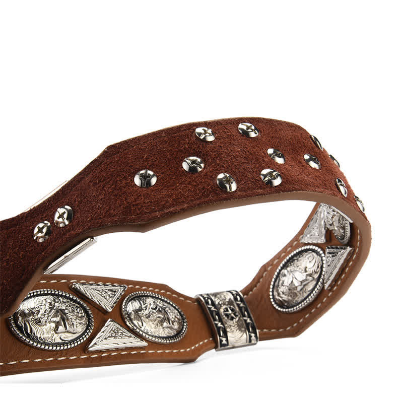 Men's Cowboy Western Carved Pattern Leather Belt