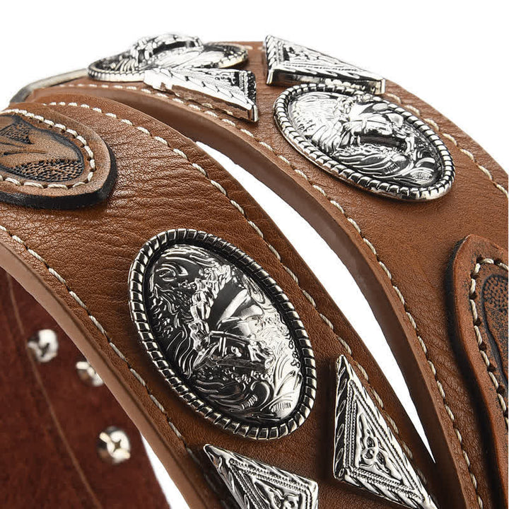 Men's Cowboy Western Carved Pattern Leather Belt