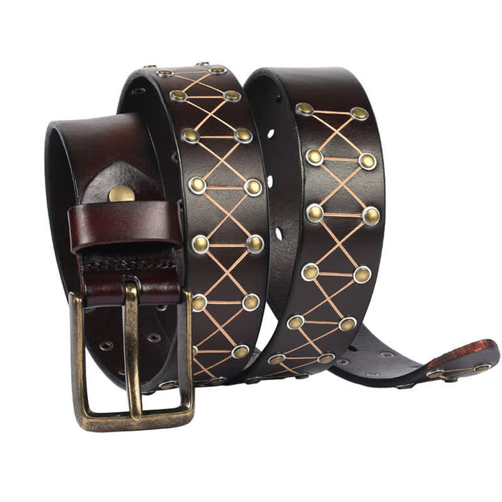 Men's Punk StyLe Rivets Studded Vintage Leather Belt