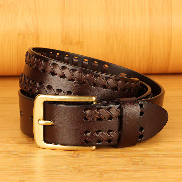 Men's Woven Casual Work Jeans Leather Belt