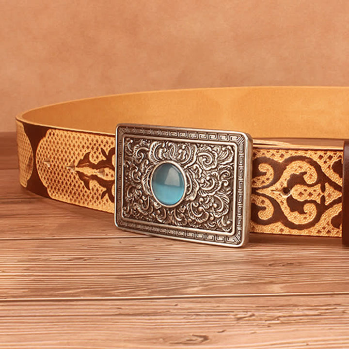 Men's Ethnic Style Embossing Pattern Leather Belt