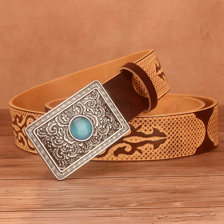 Men's Ethnic Style Embossing Pattern Leather Belt