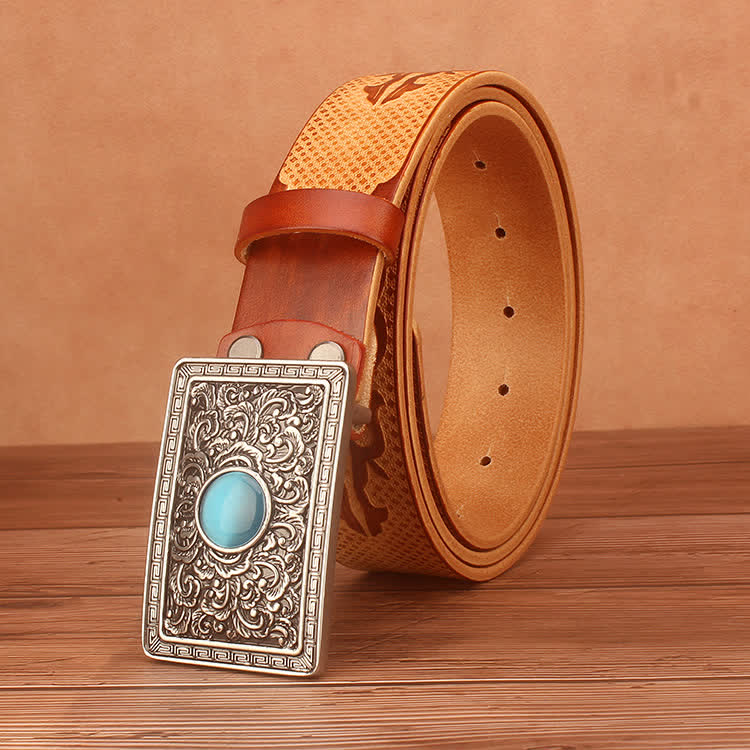 Men's Ethnic Style Embossing Pattern Leather Belt