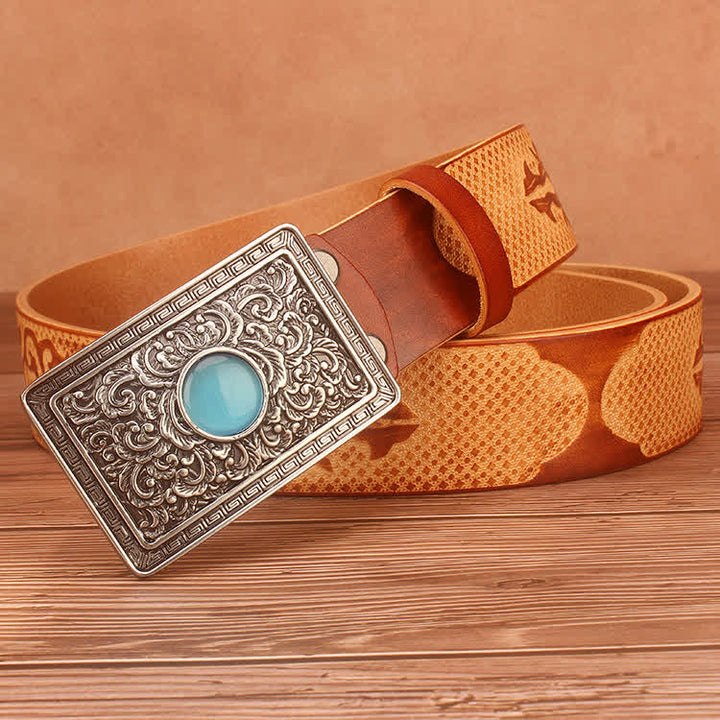 Men's Ethnic Style Embossing Pattern Leather Belt