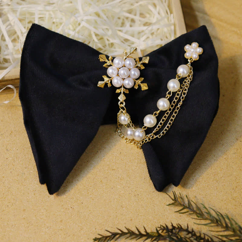 Shining Rhinestone Black Velvet Bow Ties Bundle Set