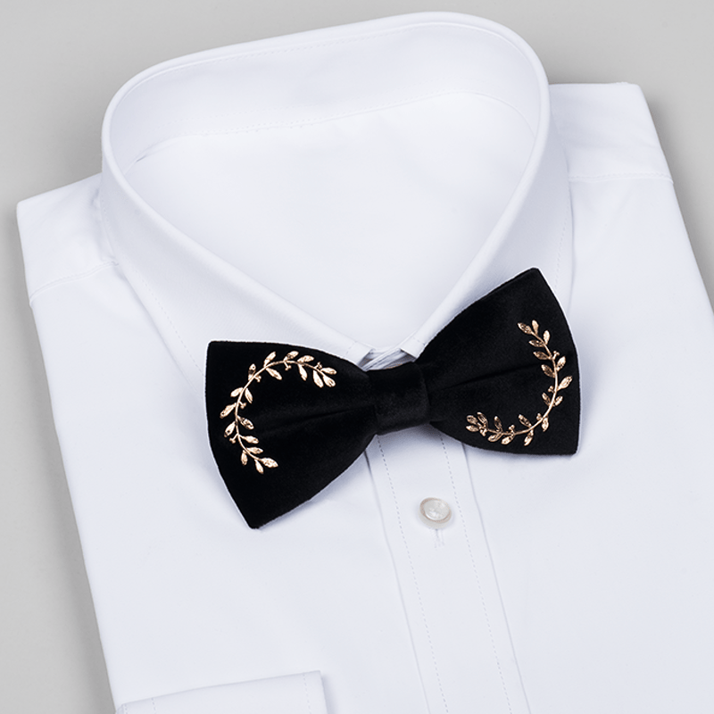 Shining Rhinestone Black Velvet Bow Ties Bundle Set