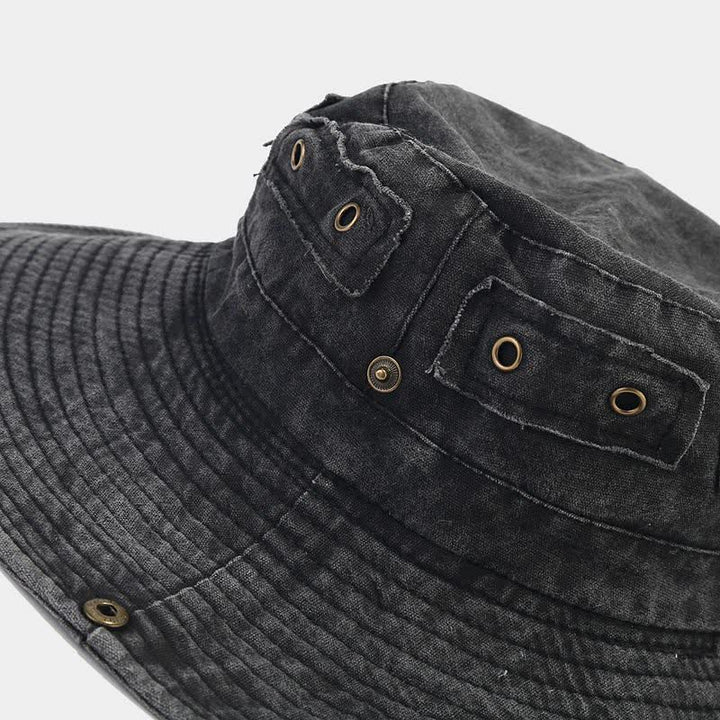 Unisex Denim Patch Sun Protection Bucket Hat