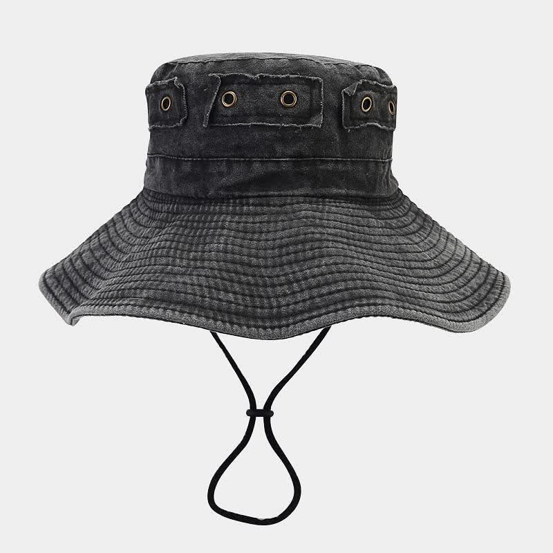 Unisex Denim Patch Sun Protection Bucket Hat