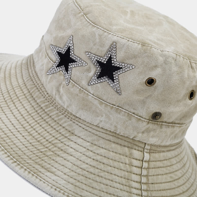 Unisex Rhinestones Star Cowboy Bucket Hat