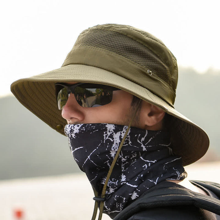 Men's Outdoor Breathable Mesh Large Brim Bucket Hat