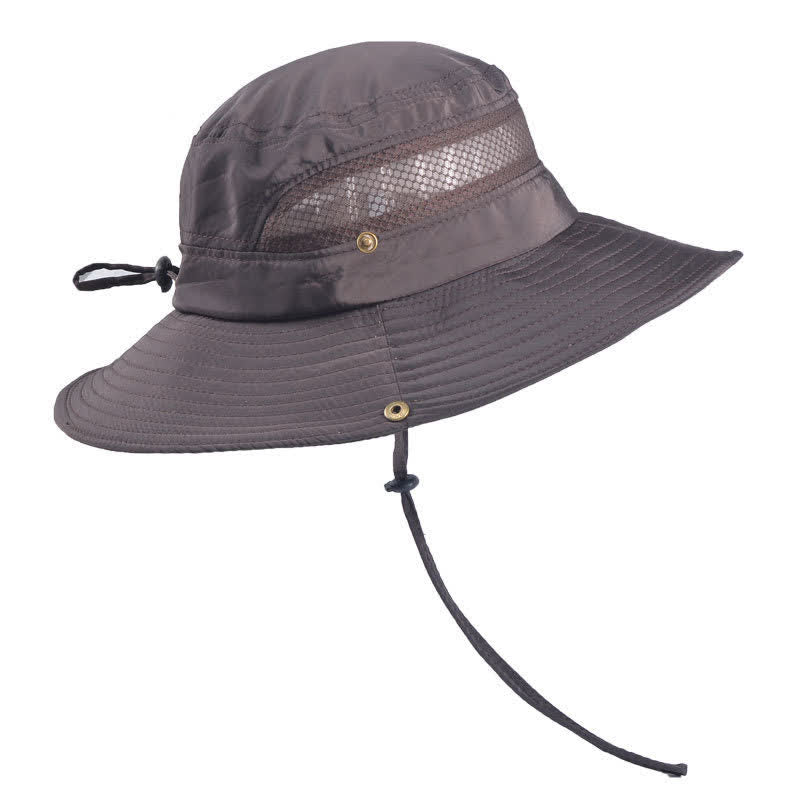 Men's Outdoor Breathable Mesh Large Brim Bucket Hat